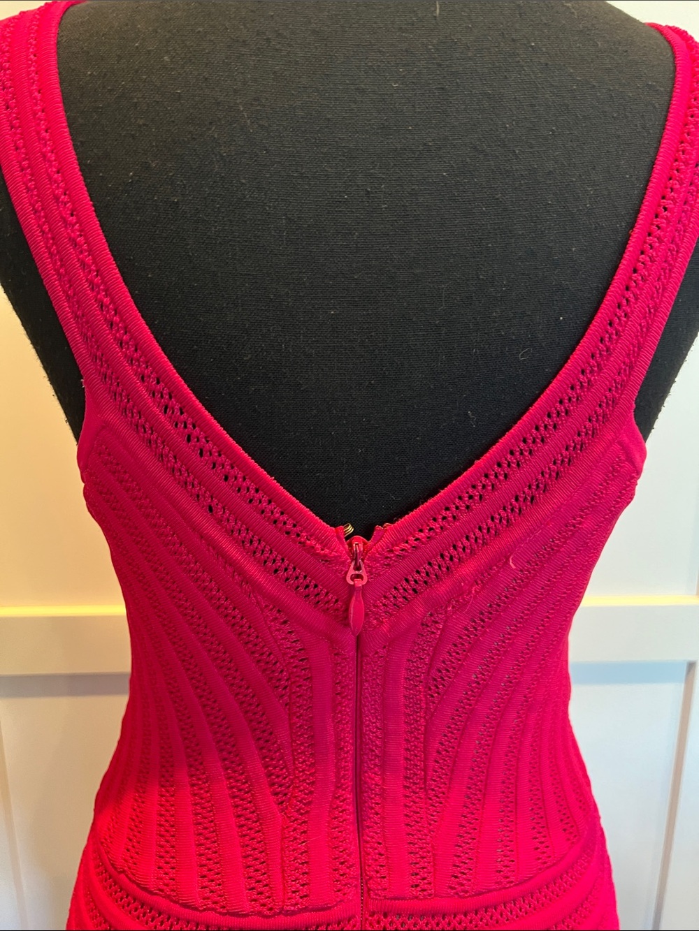 bebe Maeve Mesh Striped Bodycon Dress Pink Fuchsia Size Small - Picture 4 of 11